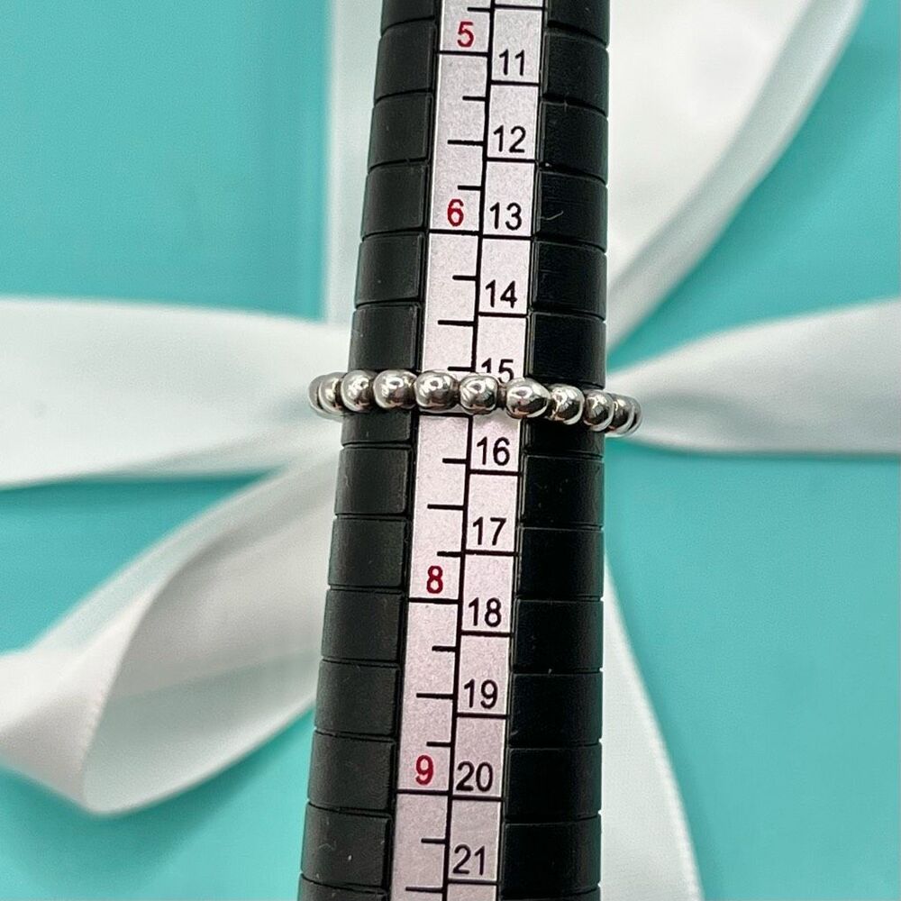 Tiffany & Co Ziegfeld Beaded Stacking Ring-  925 Sterling Silver - Size 7 - Picture 8 of 14
